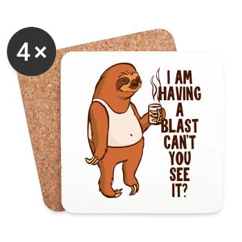 Having A Blast Can't You See It Pilosa Folivora - Coasters (set of 4) - white - Front