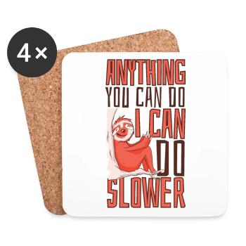 I Can Do Slower Anything Folivora Brown-Throated - Coasters (set of 4) - white - Front