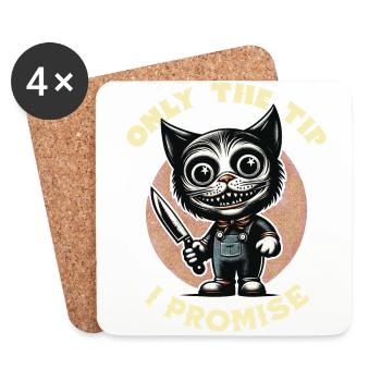 Lustiger Katzen Spruch only The Tip Psycho Katze - Untersetzer (4er-Set) - Weiß - Vorne