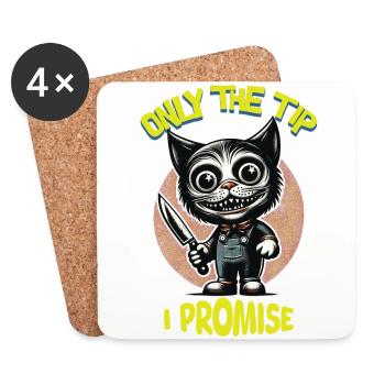 Lustiger Katzen Spruch only The Tip Psycho Katze - Untersetzer (4er-Set) - Weiß - Vorne