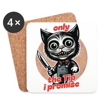 Lustiger Katzen Spruch only The Tip Psycho Katze - Untersetzer (4er-Set) - Weiß - Vorne