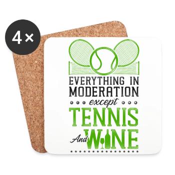 Funny Tennis Player Racket Wine - Coasters (set of 4) - white - Front