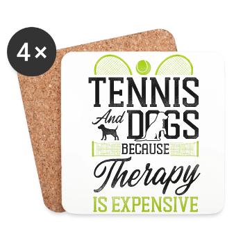 Funny Tennis Player Racket Dog - Untersetzer (4er-Set) - Weiß - Vorne