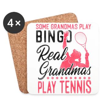 Drôle de joueur de tennis raquette grand-mère - Dessous de verre (lot de 4) - blanc - Devant