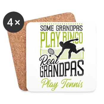 Drôle de joueur de tennis raquette grand-père - Dessous de verre (lot de 4) - blanc - Devant