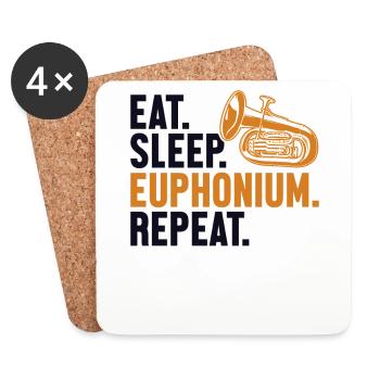 Essen Schlaf Euphonium Repeat Euphoniumist - Untersetzer (4er-Set) - Weiß - Vorne