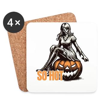 tellement chaud que ça me fait peur Lustiger Halloween Spruch - Dessous de verre (lot de 4) - blanc - Devant
