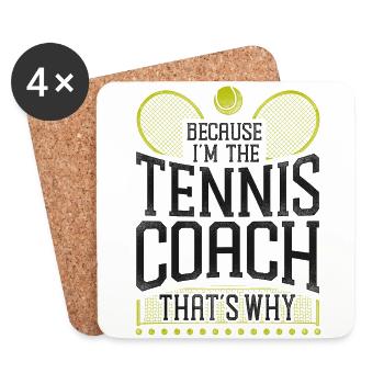 Entraîneur de raquette de joueur de tennis drôle - Dessous de verre (lot de 4) - blanc - Devant