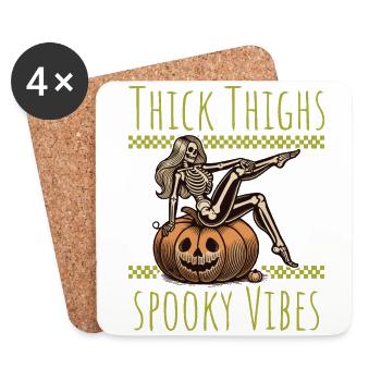 Cuisses épaisses et vibrations effrayantes Halloween Girls - Dessous de verre (lot de 4) - blanc - Devant