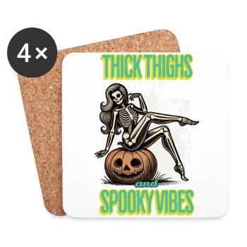 Cuisses épaisses et vibrations effrayantes Halloween Girls - Dessous de verre (lot de 4) - blanc - Devant