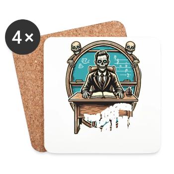 Lustiger Zombie Lehrer Spruch Retro Vintage Design - Untersetzer (4er-Set) - Weiß - Vorne