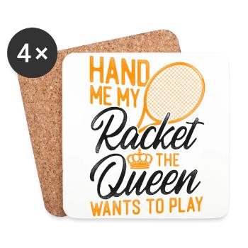 Funny Tennis Player Racket Queen - Coasters (set of 4) - white - Front