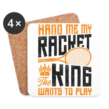 Funny Tennis Player Racket King - Untersetzer (4er-Set) - Weiß - Vorne