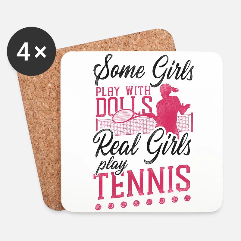 Funny Tennis Player Racket Girl - Untersetzer (4er-Set) - Weiß