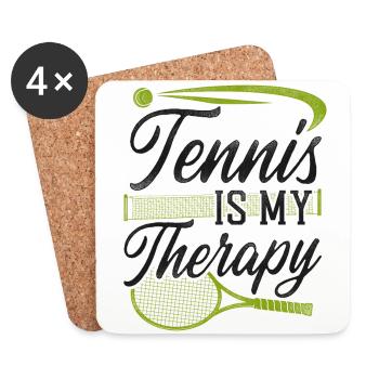 Drôle de joueur de tennis Raquette Tennis - Dessous de verre (lot de 4) - blanc - Devant