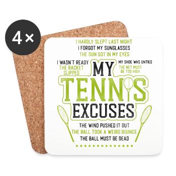 Drôle de joueur de tennis raquette mon - Dessous de verre (lot de 4) - blanc - Devant