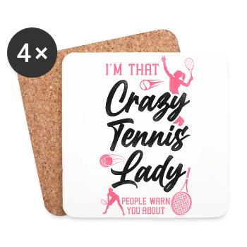 drôle de raquette de joueur de tennis je suis - Dessous de verre (lot de 4) - blanc - Devant