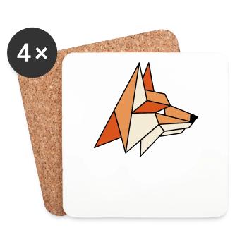 Renard roux géométrique Canidés Caninae Renard amoureux Renard - Dessous de verre (lot de 4) - blanc - Devant