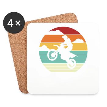 Retro Supermoto Motorcycle Racing Riders Motocross - Coasters (set of 4) - white - Front