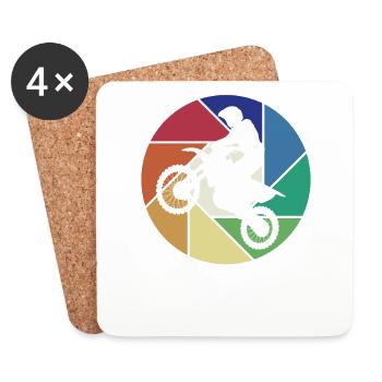 Retro Racing Supermoto Motorcycle Riders Motocross - Coasters (set of 4) - white - Front
