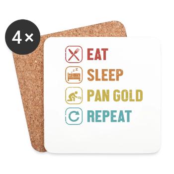 Eat Sleep Pan Gold Repeat Prospecting Miner Gold - Untersetzer (4er-Set) - Weiß - Vorne