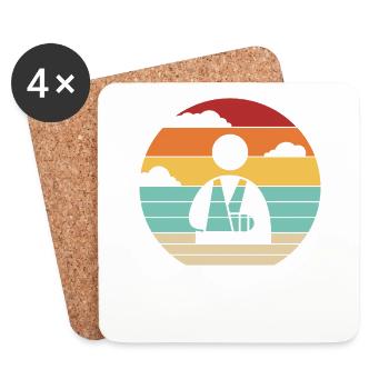 Retro Broken Arm Leg Broken Bone Broken Finger - Coasters (set of 4) - white - Front