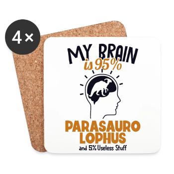 Mon cerveau est composé à 95% de dinosaure Parasaurolophus - Dessous de verre (lot de 4) - blanc - Devant