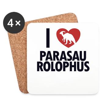 I love Parasaurolophus Dinosaur Lover - Coasters (set of 4) - white - Front