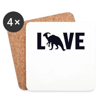 Parasaurolophus Love Dinosaur Hadrosauridae - Dessous de verre (lot de 4) - blanc - Devant