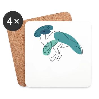 Lineart Parasaurolophini Hadrosauridae Lover - Dessous de verre (lot de 4) - blanc - Devant
