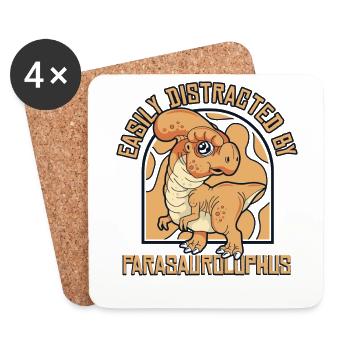 Easily Distracted By Parasaurolophus Lover - Coasters (set of 4) - white - Front