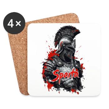 Spartanischer Soldat in Splatter-Optik - Untersetzer (4er-Set) - Weiß - Vorne