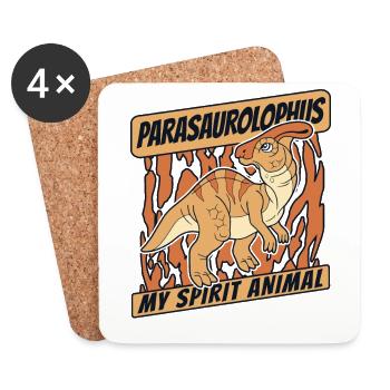 Mon animal spirituel Parasaurolophini Dinosaure - Dessous de verre (lot de 4) - blanc - Devant