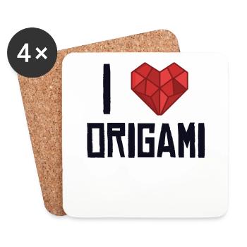 Ich liebe Origami Papierkranich Falten Eule Meister - Untersetzer (4er-Set) - Weiß - Vorne