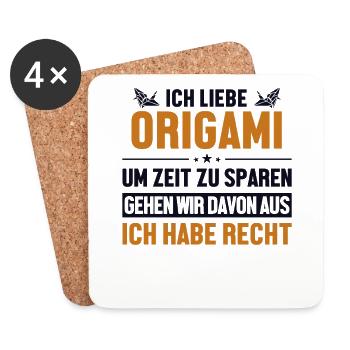 Origami hat immer Recht Owl Paper Crane Folding - Untersetzer (4er-Set) - Weiß - Vorne