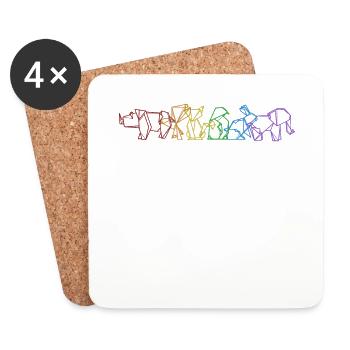 Origami LGBT Arc-en-ciel Grue en papier pliant hibou - Dessous de verre (lot de 4) - blanc - Devant
