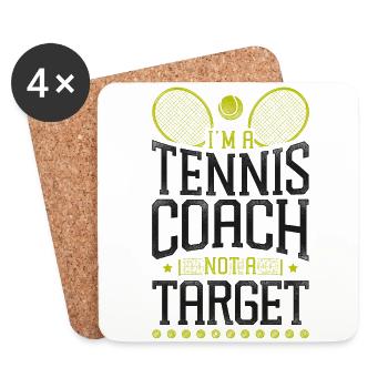 Entraîneur de raquette de joueur de tennis drôle - Dessous de verre (lot de 4) - blanc - Devant