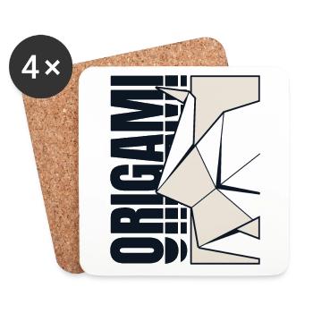 Falten Eule Papierkranich Meister Origami - Untersetzer (4er-Set) - Weiß - Vorne