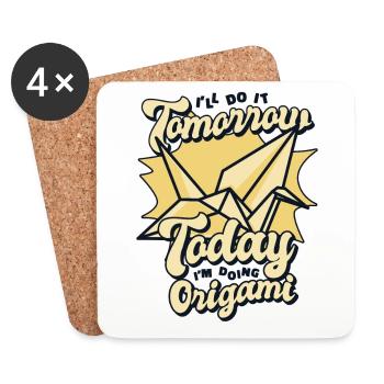 Heute mache ich Origami Papier Kranich Falten Eule - Untersetzer (4er-Set) - Weiß - Vorne