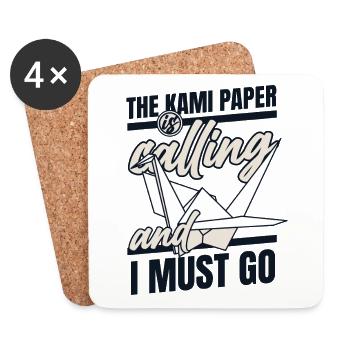 Le papier Kami appelle la grue en papier hibou pliante - Dessous de verre (lot de 4) - blanc - Devant