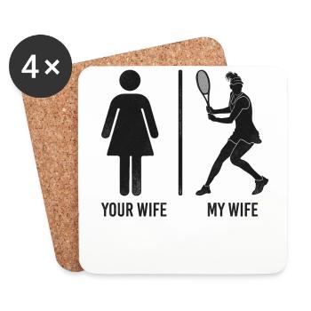Drôle de joueur de tennis raquette votre - Dessous de verre (lot de 4) - blanc - Devant