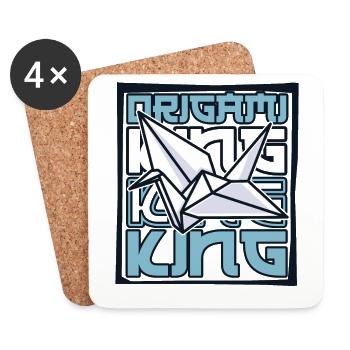Origami King Grue en papier pliant Owl Master - Dessous de verre (lot de 4) - blanc - Devant