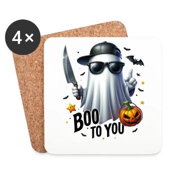 Halloween Partnerlook Boo to You Gespenst Design - Untersetzer (4er-Set) - Weiß - Vorne