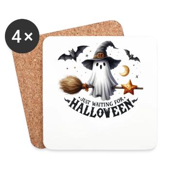 Halloween Partnerlook Warte auf Halloween Design - Untersetzer (4er-Set) - Weiß - Vorne