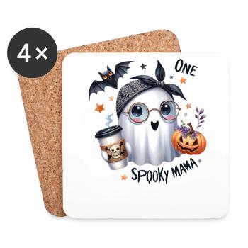 Halloween Partnerlook One Spooky Mama Design - Untersetzer (4er-Set) - Weiß - Vorne
