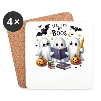 Halloween Partnerlook Enseigner My Boos Design - Dessous de verre (lot de 4) - blanc - Devant