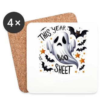 Halloween Partnerlook Boo Sheet Design - Untersetzer (4er-Set) - Weiß - Vorne