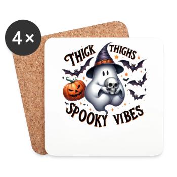 Partenaire d’Halloween Look Spooky Vibes Sorcière - Dessous de verre (lot de 4) - blanc - Devant