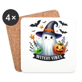Partenaire d’Halloween Look Witchy Vibes Design - Dessous de verre (lot de 4) - blanc - Devant
