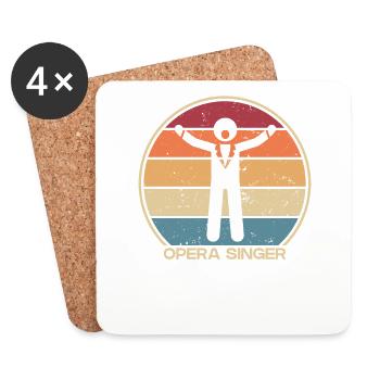 Rétro Opéra Chanteur Opéra Chanteur Amant - Dessous de verre (lot de 4) - blanc - Devant